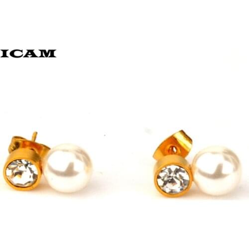 ICAM Latest Fashion Women Stainless Steel Circular Earring with Crystal Luxury All Match Party Business Office Ladies Circle Ear