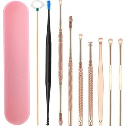 10PCS Ear Wax Pickers Cleaner Stainless Steel Earpick Wax Remover Curette Ear Pick Cleaner Ear Cleaner Spoon Epiwax