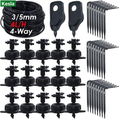 KESLA 4L/H arrow drip system emitter 4-way drip arrow Dripper Greenhouse Irrigation system water drop garden 40sets 20sets 10set