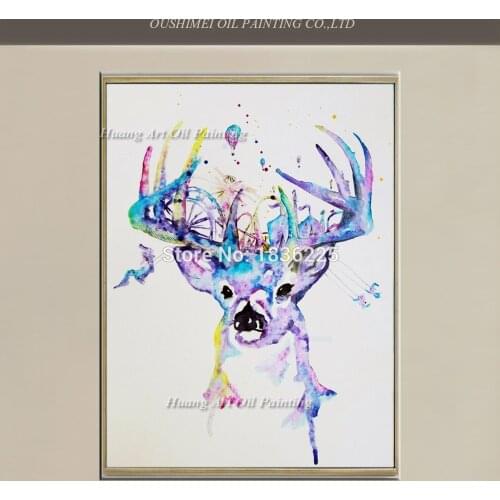 Handmade oil painting on canvas modern lovely deer paintings art wall pictures for bedroom hand painted animal oil picture art