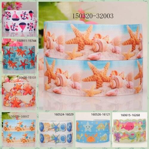 10yards -different sizes -lively cartoon Starfish ribbon printed Grosgrain ribbon