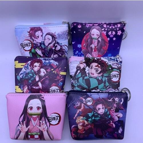 20pcs/lot Anime Demon Slayer: Kimetsu No Yaiba Wallet Q Version Cartoon Lovely PU Coin Purse Toy Gift