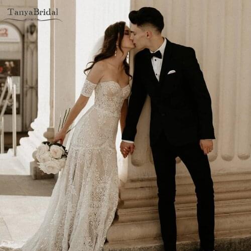 Mermaid Lace Wedding Dresses bohemian Fashion elegant bridal Gowns DW261