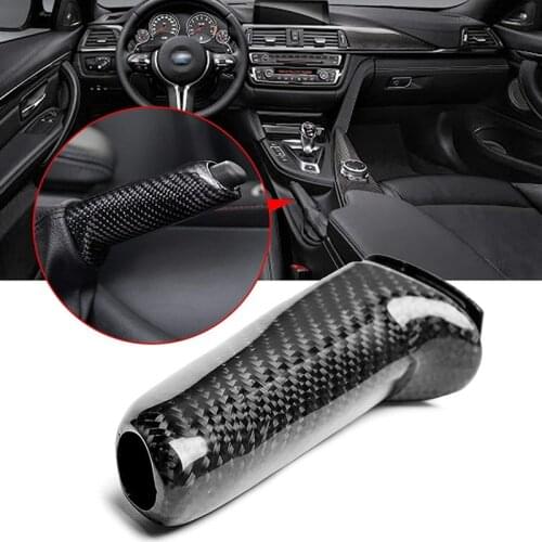 Car Real Carbon Fiber Handbrake Cover Grip Handle Lever Brake Handle Cover for -Bmw1 3 4 Series Gt E90 E92 F30