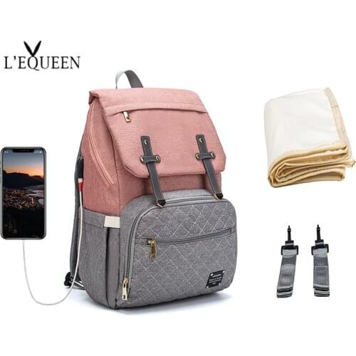 LEQUEEN Diaper Bag Multi Function Large Capacity Nappy Bag Organizer with Changing Pad Backpack Mommy Bag Baby Care Stroller Bag
