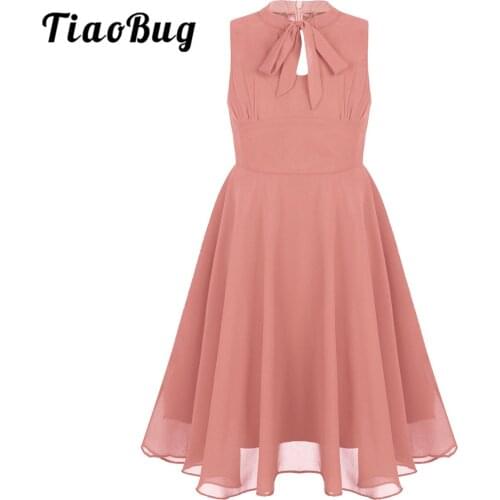 Summer Girls Dress Childrens Sleeveless A-Line Swing Chiffon Dress Flower Girls Dresses Wedding Party Kids Pageant Dresses
