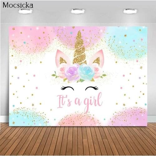 Mocsicka Birthday Party Background Unicorn Decoration Style Child Portrait Photo Background Photography Studio