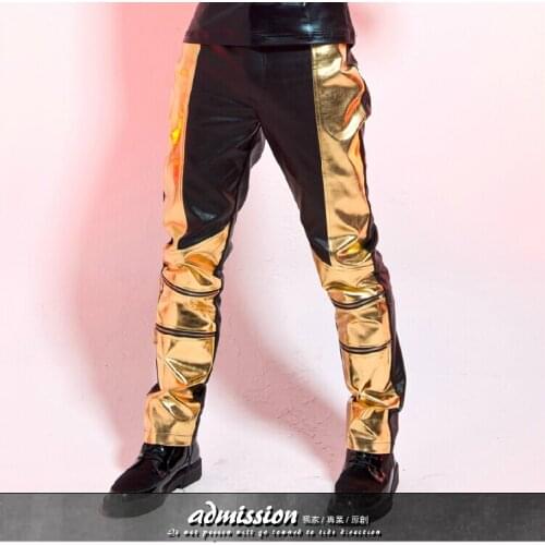 27-44 2020 Fashion Mens Brand Stage Singer Dance Clothing Rivet Men Personalized Pants Costumes Costume Motorcycle Trousers
