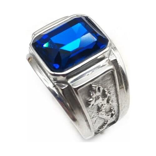 Retro Style Stainless Steel Dragon Totem Ring For Men Glass Stone Party Wedding Rings 3 color Free Fhipping R-040
