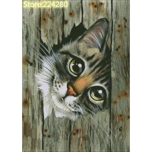 Cute Big-Eyed Cat Sewing kit Needlework Cross stitch Kits 14CT Unprinted Embroidery kits Arts Cross-Stitching,DIY Handmade Decor