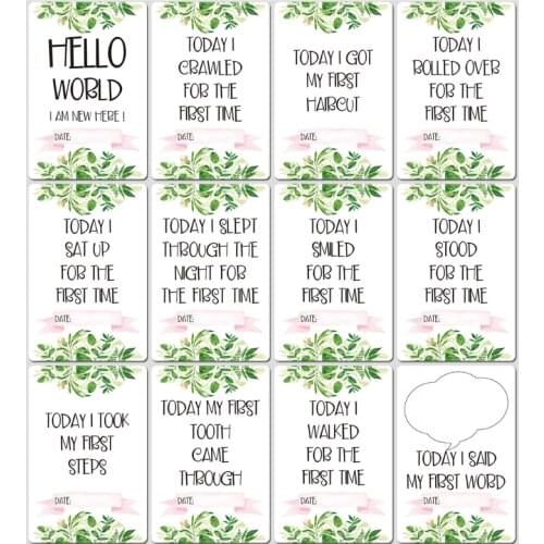 12 Pcs/Set Month Card Baby Monthly Newborn Photos Funny Cartoon Photography Photo Cards Stickers