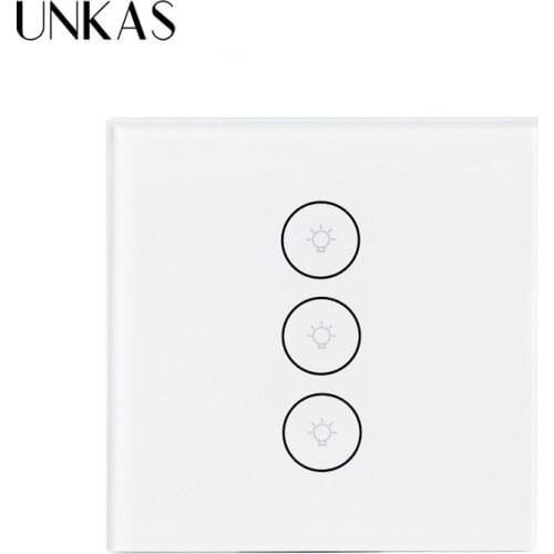 UNKAS Wall Touch Switch Tuya Smart Life Crystal Glass Panel Mobile APP Remote Control Work With Alexa Google Home US EU UK