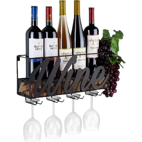 Wall Mounted Wine Rack Cork Storage Container Hanging Wine Glass Holder Wine Storage Rack Home Kitchen Bar Decor Accessories