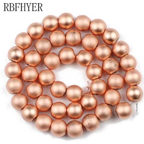Natural Hematite Stone Matte Pink Rose Gold Round 2/3/4/6/8/10mm Loose Spacer Beads For Handmade Charm Jewelry Bracelet