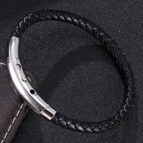 New Adjustable Stainless Steel Buckle Multicolor Braided Leather Bracelet Men Jewelry Male Wrist Band Gifts 18.5-19.2-20cm