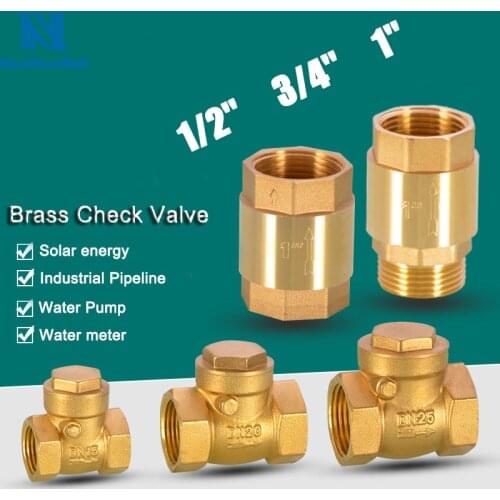 NuoNuoWell BSP 1/2" 3/4" 1"Brass Non-Return Valve Spring Check Valve In-Line One Way Non-return Valve For Air Water Oil Gas