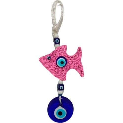 Colorful Fishes Hand-Woven Macrame Pendant Ornament Wall Hanging Decoration Baby Door Living Room Garden Balcony Decor Evil Eye