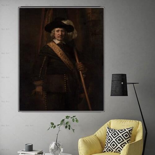 Citon Canvas Rembrandt《Portrait of Floris Soop》Oil painting Artwork Poster Picture Modern Wall decor Home Living room Decoration