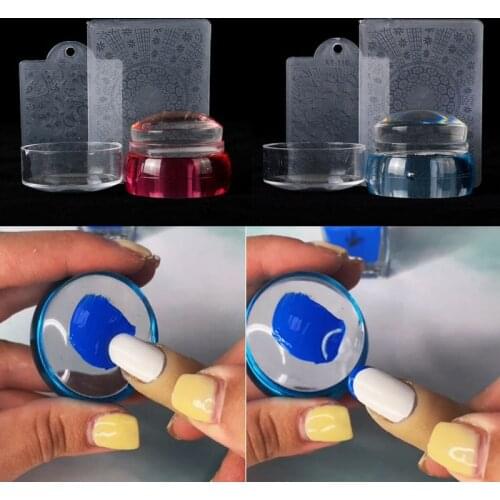 Nail Stamp Double Head Clear Jelly Silicone Stamper Scraper Pattern Print Transfer Manicure Tool