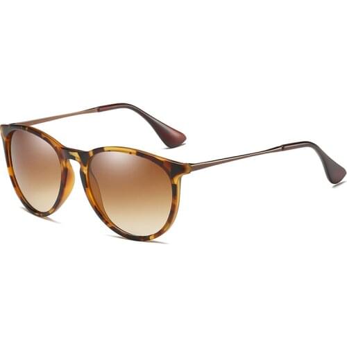 Vintage Cat Eye Polarized Sunglasses Women 2021 Tortoise Brown Retro Round Mirrored Lens gafas de sol mujer 4171