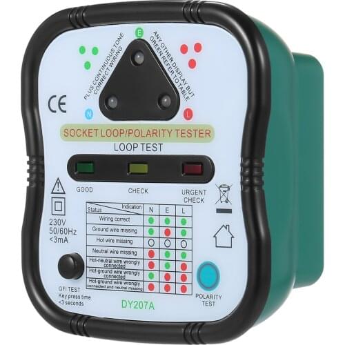 Socket Tester Mains Wiring Tester Electrical Polarity Detector Socket Outlet Tester Loop and RCD Check