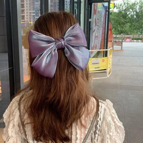 Super Fairy Bow Hairpin French Style Pearl Satin Hair Clips Solid Color Sweet Headwear Shine Beautiful Barrette Hair Accessories