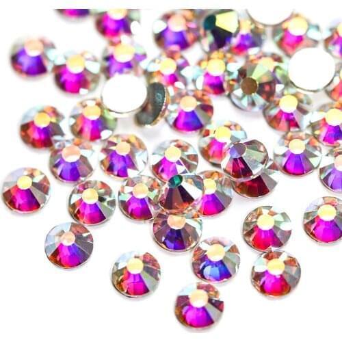 1.2-10mm Color Bright Clear Glass AB Strass Non Hot Fix FlatBack Rhinestone Rondelles for DIY Jewelry Findings Making Supplies