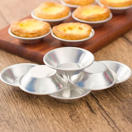 10pcs Aluminum Portuguese style Egg Tart Cupcake Mould Fruit Cake Die Mold Small Baking Tool pasteis de nata oven Bake Round