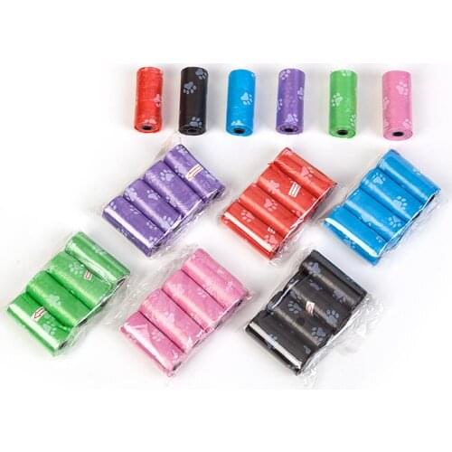 New 2Rolls/30Pcs Footprint Waste Pick Up Bags Dog Puppy Poop Degradable Clean-up