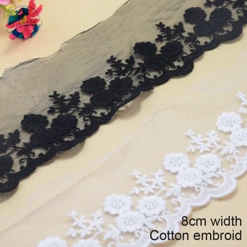3yards 8cm Lace Cotton Embroidery Lace French Ribbon Fabric Guipure Diy Trim Warp Knitting Doll Dress Sewing Accessories #2873
