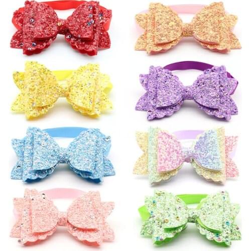 30 /50 Pcs Pet Dog Grooming Product Pet Dog Bowtie Necktie Colorful Sequin Bowknot Cat Dog Bowties Pet Supplies Dog Accessories