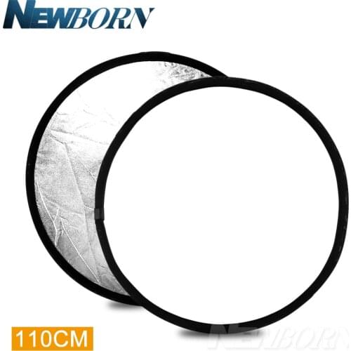 43'' 110cm 2 in 1 Silver/White Light Round Photography Collapsible disc Reflector for DSLR Photo Studio Canon Nikon Sony