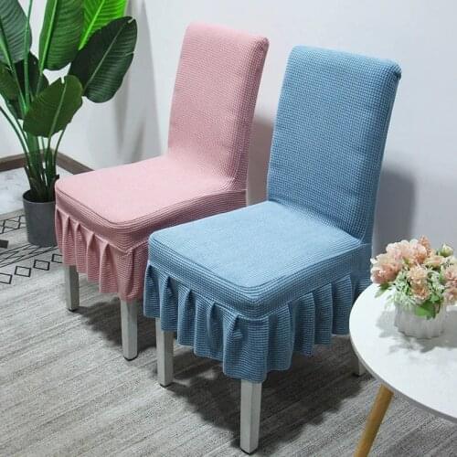 Thicker Fabric Skirt Chair Cover Quality Spandex Stretch Chair Covers for Dining Room Kitchen Banquet Home Decor Seat Slipcover