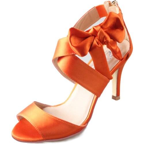 Creativesugar crossed strap outside bow sandals burnt orange bridal wedding dress shoes summer party prom 8cm heels pumps zipper