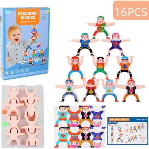 Wooden Hercules Balance Blocks Children Stacking High Building Blocks Toys Parent-Children Interactive Educational Toys Gifts