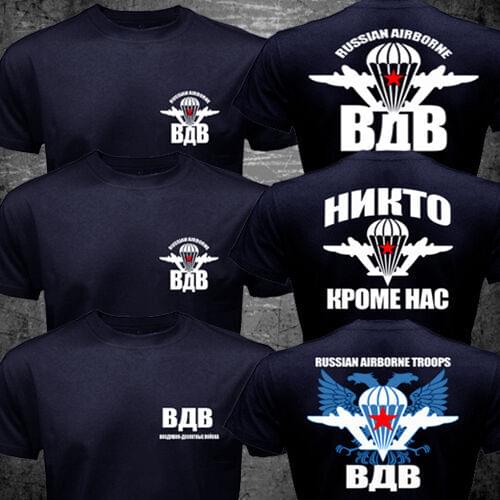 New Russian Airborne Troops Paratrooper Spetsnaz VDV Military Men T-shirt Short Casual 100% COTTON O-Neck Shirts