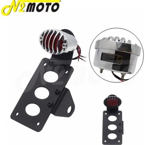 Chrome Motorcycle LED License Plate Light w/ Bracket For Harley Honda Kawasaki BMW Yamaha Suzuki Taillight Brake Stop Lamp