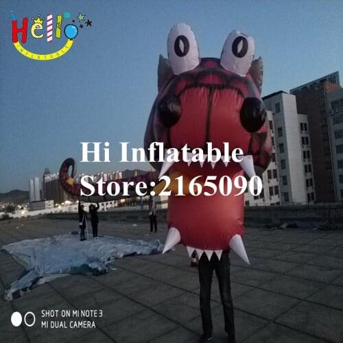 10 m long Chinese inflatable red dragon head moving cartoon puppet