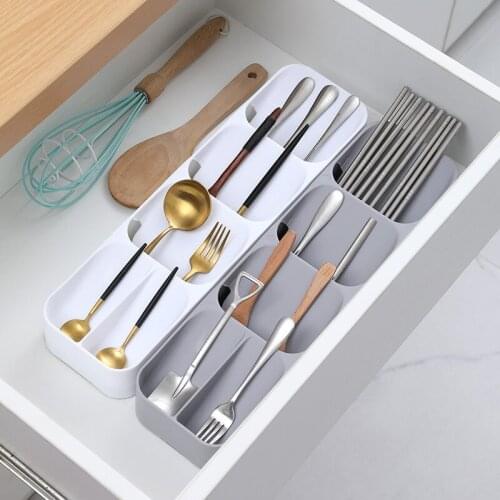 Kitchen Drawer Cutlery Storage Tray Knife Holder Spoon Forks Tableware Organizer Container For Spice Bottles Knifves Block Rack