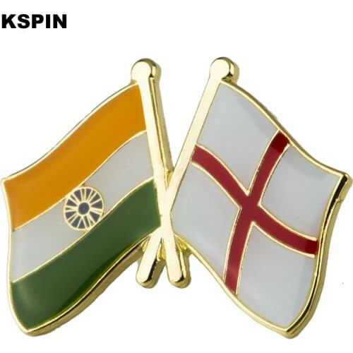 Metal Badges India and England Friendship Flag Badges on Backpack Kits Przypinki in Brooches Pin 10pcs