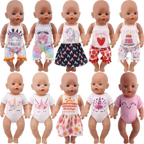 Handmade Cute Unicorn Pony Dress Bodysuit For American 18 Inch Girl Doll Clothes 43 cm Born Baby Reborn Items Our Generation