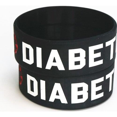 Fashion 25PCS Black Medical Diabetic Silicone Wristbands Wide Armband Nurse Bracelet&Bangles Adult Size Gifts Wholesale SH087