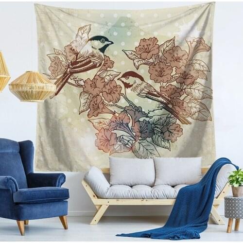 Fashion Animals Birdie Deer Colored Printed Witchcraft Decorative Hippie Mandala Macrame Bohemian Wall Hanging Tapestry