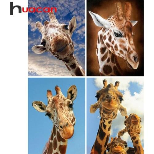 Huacan 5D Diamond Painting New Arrivals Giraffe Diamond Mosaic Cross Embroidery Kit Animals Handicraft Pictures For The Home