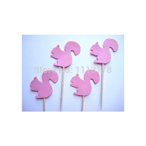 Cheap Pink Squirrel Cupcake Toppers Wedding bridal Shower Baby Shower Birthday Party treat food picks decorations BT009