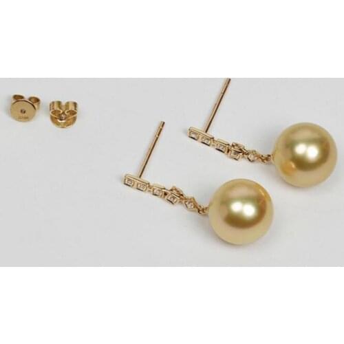 Charming 11-12mm south sea round gold pearl earring 18k