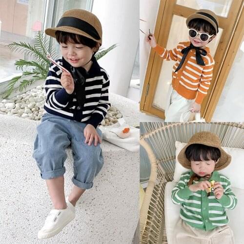 Toddler Outfits Baby Boys Girls Long Sleeve Sweaters Childrens Striped Cardigan Coat Boys Outwear Jackets Baby Knitting Coats