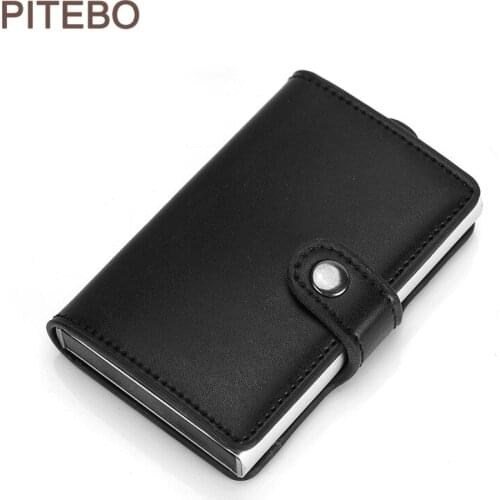 PITEBO Business Wallet Short Vertical Male Wallet Leisure multi-function Card Holder One key pop-up folding business card box