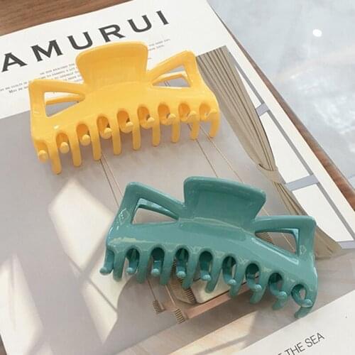2021 Simple Acrylic Hair Claws Large Size Bathing Barrettes Solid Color Hairpin Crab For Hair Accessories Ponytail Styling Tool