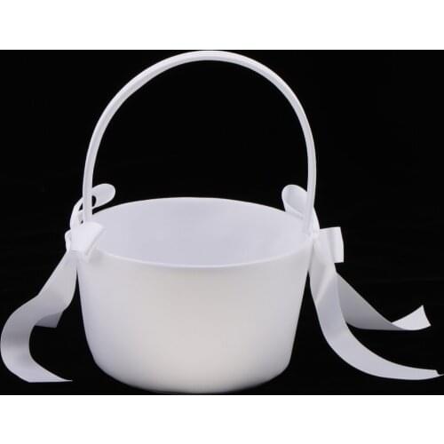 Romantic Flower Basket Wedding Flower Girl Basket with Bowknot for Wedding Ceremony Party Anniversary Celebration